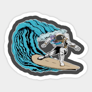 Surfing Space Astronaut Sticker